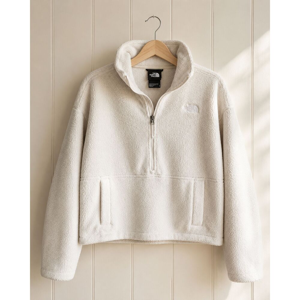 The North Face Women’s Fleece Quarter Zip Pullover Cream Ivory Size S